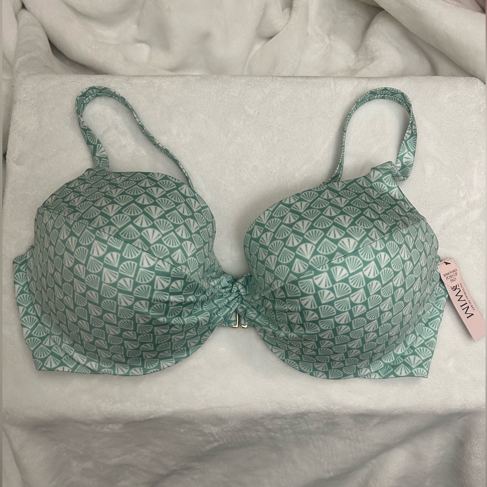 Victoria’s Secret Classic Green Shell Bikini Top Size 38DD NWT